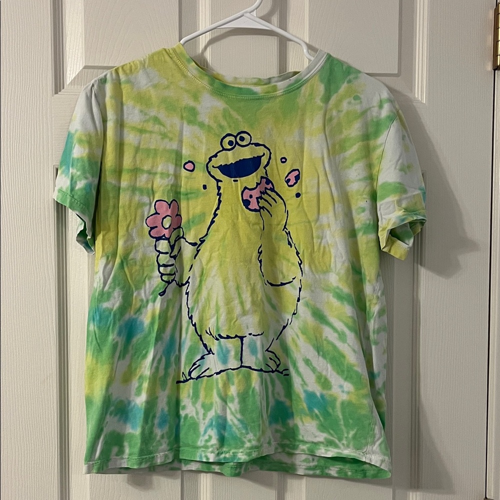 Green Tie-Dye Sesame Street Cookie Monster Shirt
